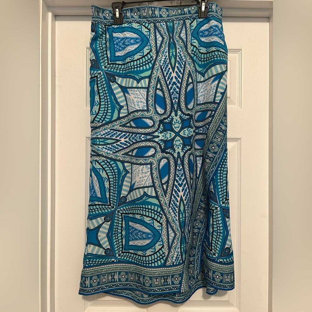 Cato EUC Size 18-20 Women’s Wrap Skirt Paisley Lined Elastic Waist Blue Green